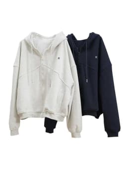 [LANMREM] Letter Hooded Sweatshirt For Women Zipper Cardigan Long Sleeve Casual Loose Top Fashion 2025 Autumn New 26D9799