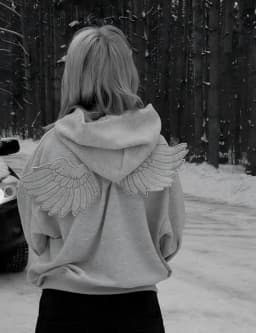Y2K Angel Wings Hooded Sweatshirt, New 2026 Release Solid Color Zipper Street Cute Personalized Top Role-Playing Outfit