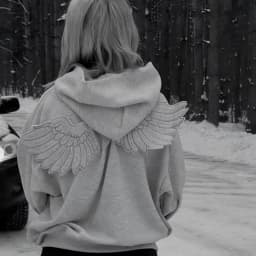 Y2K Angel Wings Hooded Sweatshirt, New 2026 Release Solid Color Zipper Street Cute Personalized Top Role-Playing Outfit
