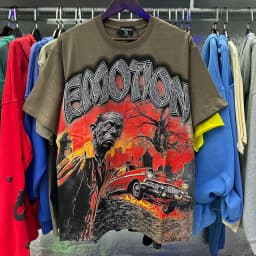 2026 NEW RMIXED EMOTION Rhinestone Shirt Streetwear Cotton Loose Round Neck Top Tees Oversized Tee Top Trendy