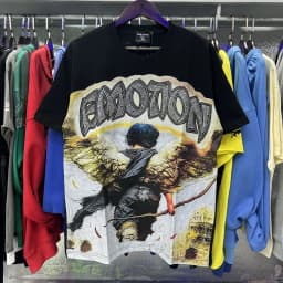2026 NEW RMIXED EMOTION Rhinestone Shirt Streetwear Cotton Loose Round Neck Top Tees Oversized Tee Top Trendy