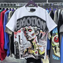 2026 NEW RMIXED EMOTION Rhinestone Shirt Streetwear Cotton Loose Round Neck Top Tees Oversized Tee Top Trendy