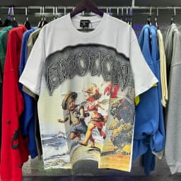 2026 NEW RMIXED EMOTION Rhinestone Shirt Streetwear Cotton Loose Round Neck Top Tees Oversized Tee Top Trendy