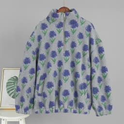 TARUXY Fleece Printing Sweatshirt Women's Half-Zip Sweatshirt Fleece Loose Turtleneck Pullover Female Winter Leisure Sweatshirt