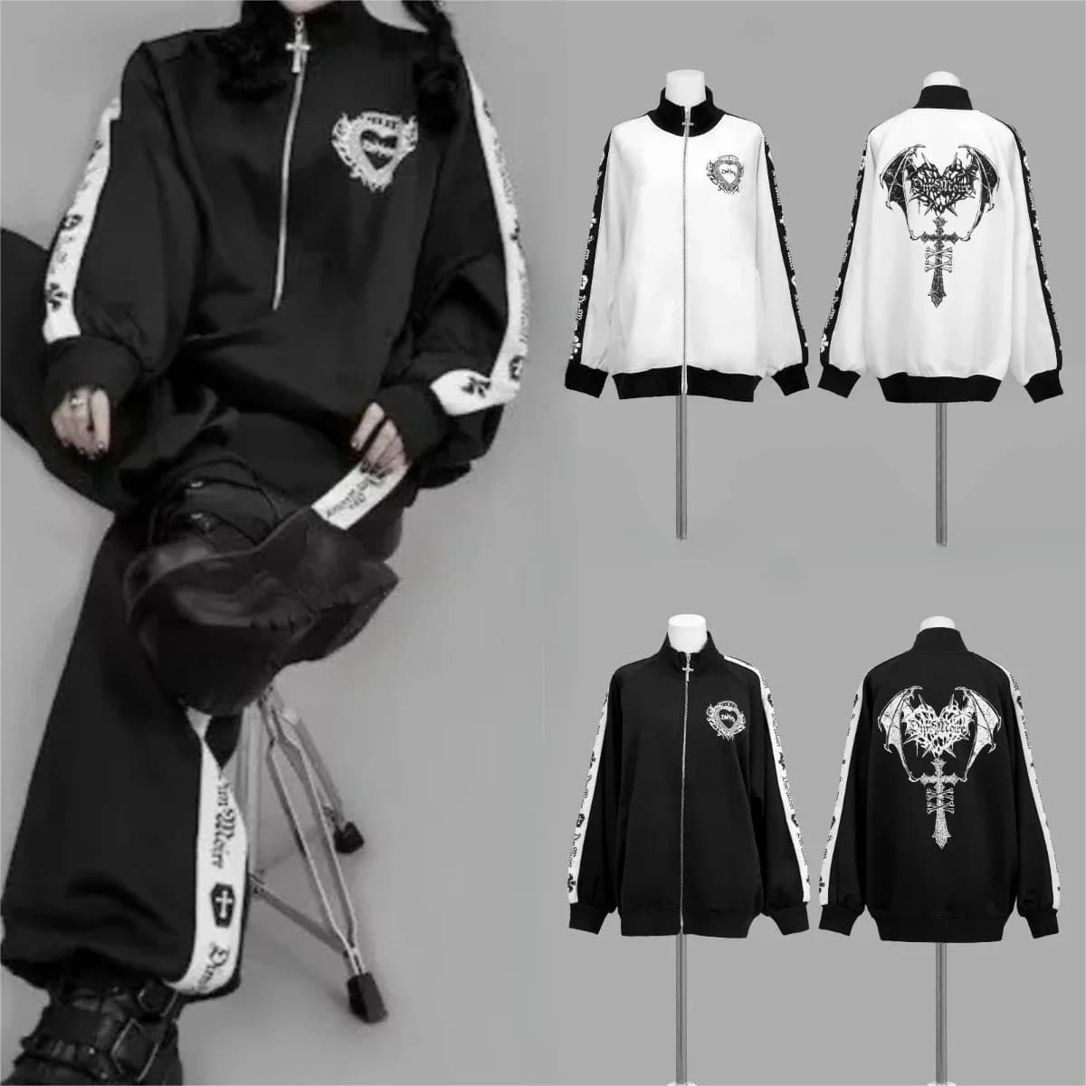 Gothic Subculture Hip-hop Sweatshirts Women Autumn Turtleneck Hoodie Coats Harajuku Loose Versatile Daily Jackets Zip Up Clothes