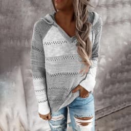 Customizable Hooded Women Casual Long Sleeve Knitted Hoody