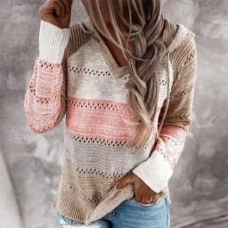 Customizable Hooded Women Casual Long Sleeve Knitted Hoody
