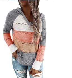 Customizable Hooded Women Casual Long Sleeve Knitted Hoody