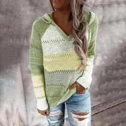 Customizable Hooded Women Casual Long Sleeve Knitted Hoody
