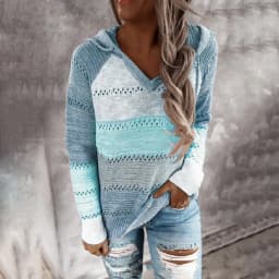 Customizable Hooded Women Casual Long Sleeve Knitted Hoody
