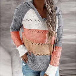 Customizable Hooded Women Casual Long Sleeve Knitted Hoody