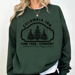 Columbia Inn Pine Tree Vermont Christmas Sweatshirt Women's Clothing Harajuku Pullover Streetwear Woman Clothes Hooded Sweat