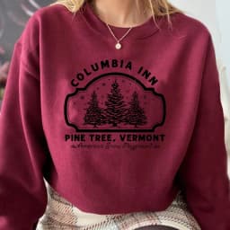 Columbia Inn Pine Tree Vermont Christmas Sweatshirt Women's Clothing Harajuku Pullover Streetwear Woman Clothes Hooded Sweat