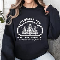 Columbia Inn Pine Tree Vermont Christmas Sweatshirt Women's Clothing Harajuku Pullover Streetwear Woman Clothes Hooded Sweat