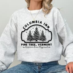 Columbia Inn Pine Tree Vermont Christmas Sweatshirt Women's Clothing Harajuku Pullover Streetwear Woman Clothes Hooded Sweat