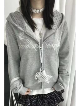 American Vintage Star Print Cardigan Y2k Streetwear Slim Zipper Sweatshirt Autumn Stand Up Collar Design Fashion Cropped Jacket