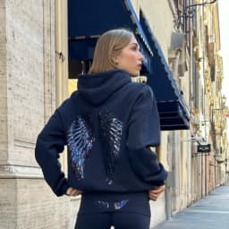 Sequin Angel's Wings Hoodies Women Loose Long Sleeve Pullovers Top Slim Yoga Pant Set 2025 New Casual Lady Two Piece Sets