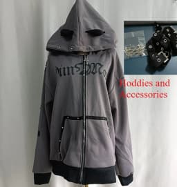 Gothic Sweatshirt Women Y2k Aesthetic Punk Rivet Hoodies Grunge Kawaii Cat Ear Hoody Jacket Oversized Streetwear Harajuku Tops