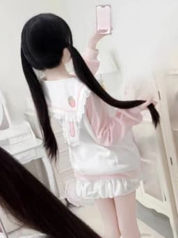 Japanese Rabbit's Ears Sailor Collar Women Hoddies Preppy Style Cartoon Embroidery Hoody Y2k Aesthetic Grunge Pocket Sweatshirt