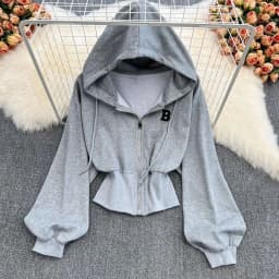 Y2k American Vintage Zip Up Hoodies 2000s Long Sleeve Subculture Hooded Sweatshirt Hot Girl Letter Short Slim Autumn Coat Chic