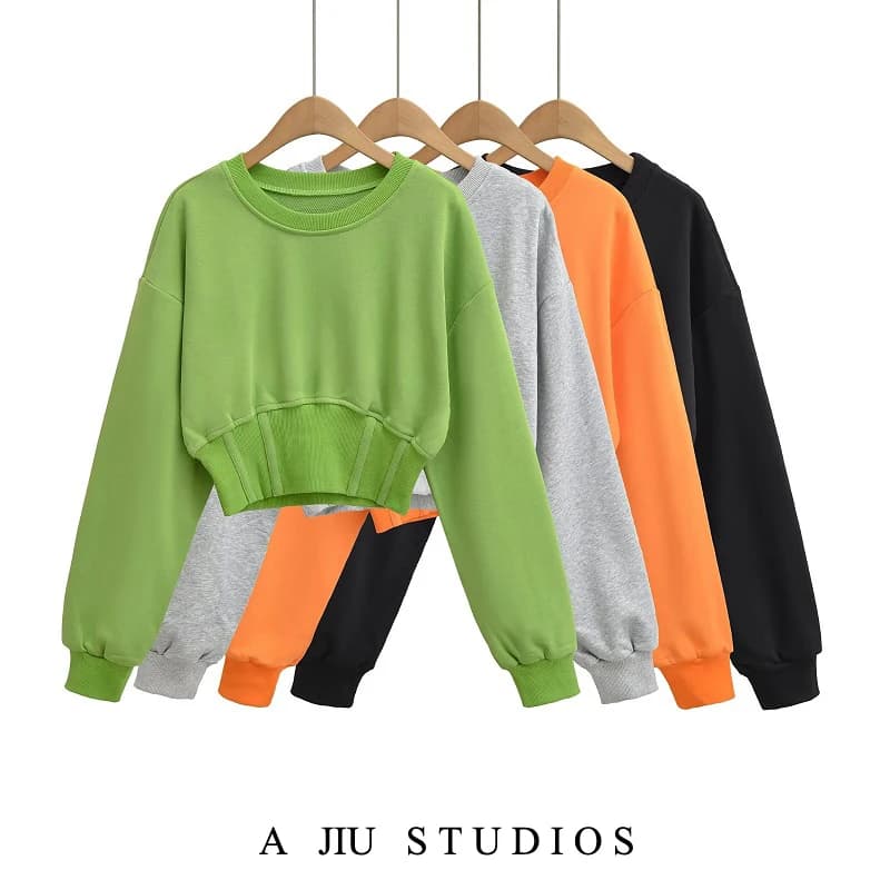 Loose Fit round Neck Short Sleeve Women's Sweatshirt Casual Style Long Sleeve Top Breathable Comfortable Spring Autumn New Ar...