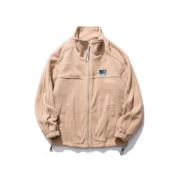 Unisex Retro Outdoor Fleece Lined Sweatshirt Loose Fit Stand Collar Jacket Autumn Winter Polyester Fiber Long Sleeve Zipper C...
