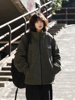 Unisex Retro Outdoor Fleece Lined Sweatshirt Loose Fit Stand Collar Jacket Autumn Winter Polyester Fiber Long Sleeve Zipper C...