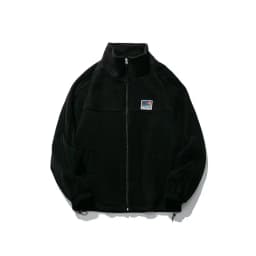 Unisex Retro Outdoor Fleece Lined Sweatshirt Loose Fit Stand Collar Jacket Autumn Winter Polyester Fiber Long Sleeve Zipper C...