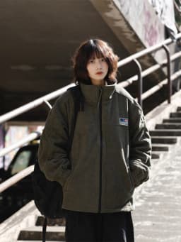 Unisex Retro Outdoor Fleece Lined Sweatshirt Loose Fit Stand Collar Jacket Autumn Winter Polyester Fiber Long Sleeve Zipper C...