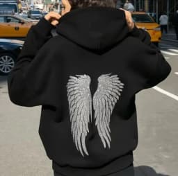 Fashion Wings Beads Sweathirts Women Oversized Hoodies Fleece Lining Sequined Casual Pullover Top Y2K Clothes Lady Outfits 2026