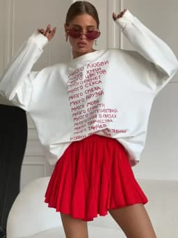 Russian Simple Superior Sense Prined O Neck Sweatshirt Women White Thin Autumn Hoodies Women Russian Style Loose Korean Fashion
