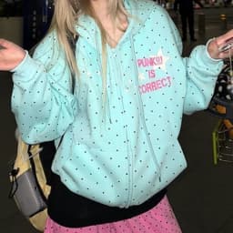 2000s American Vintage Polka Dot Sweatshirts New Spring Fashion Letter Print Hooded Women Y2k Sweet Loose Casual Jacket 2026 New