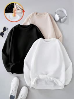 2026 Winter Womens Solid Hoodies Basic Warm Fleece Sweatshirt Soft Breathable O-Neck Pullover Casual Oversize Female Clothes
