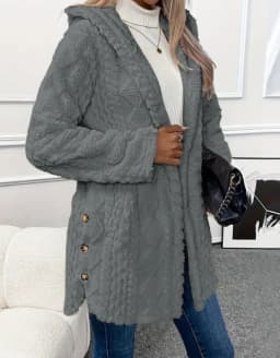 Women's Cardigan Jacket Autumn Winter Hooded Irregular Hem Buttons Fleece Oversized Outerwear Coat Hoodies Sweatshirts