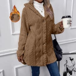 Women's Cardigan Jacket Autumn Winter Hooded Irregular Hem Buttons Fleece Oversized Outerwear Coat Hoodies Sweatshirts