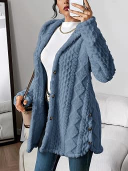 Women's Cardigan Jacket Autumn Winter Hooded Irregular Hem Buttons Fleece Oversized Outerwear Coat Hoodies Sweatshirts