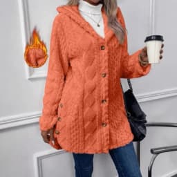 Women's Cardigan Jacket Autumn Winter Hooded Irregular Hem Buttons Fleece Oversized Outerwear Coat Hoodies Sweatshirts