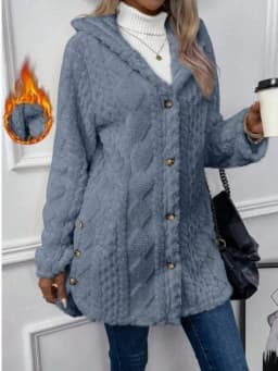 Women's Cardigan Jacket Autumn Winter Hooded Irregular Hem Buttons Fleece Oversized Outerwear Coat Hoodies Sweatshirts