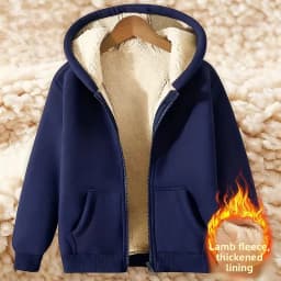Ladies Thickened Lamb Velvet Open Cardigan Hooded Zipper Loose Outerwear Winter Sweatshirt Trendy Warm plus Size Coat