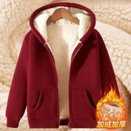 Ladies Thickened Lamb Velvet Open Cardigan Hooded Zipper Loose Outerwear Winter Sweatshirt Trendy Warm plus Size Coat
