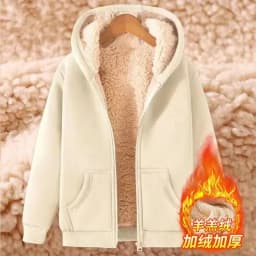 Ladies Thickened Lamb Velvet Open Cardigan Hooded Zipper Loose Outerwear Winter Sweatshirt Trendy Warm plus Size Coat