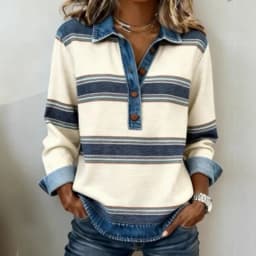Spring Retro Contrast Color Woman Sweatshirt Elegant Turn-down Collar Button Tops Pullover Autumn Long Sleeve Loose Hoodie Mujer