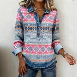 Spring Retro Contrast Color Woman Sweatshirt Elegant Turn-down Collar Button Tops Pullover Autumn Long Sleeve Loose Hoodie Mujer