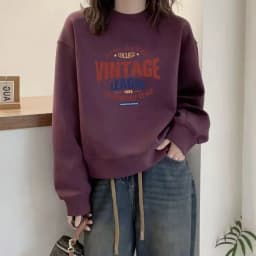 Long Sleeve Sweatshirt T-Shirt Women's Spring Autumn Loose Versatile Fashionable Youthful Winter Fleece round Neck Top