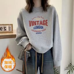 Long Sleeve Sweatshirt T-Shirt Women's Spring Autumn Loose Versatile Fashionable Youthful Winter Fleece round Neck Top