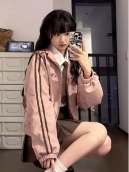 Short Suede Jacket Double Zipper Loose American Retro Jacket for High School Students Pink Autumn Winter Girls Outerwear