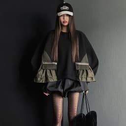 Chic Autumn Winter Women's Crew Neck Sweatshirt Long Sleeve Color Block Design Large Pocket Casual Comfortable Streetwear