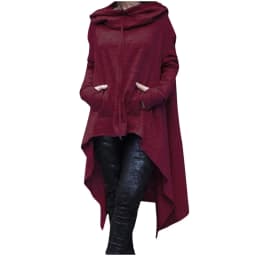 Plus Size 5XL Irregular Long Hoodies Women Sweatshirt Cloak Fashion Drawstring Pocket Oversize Hoodies Lady Hooded Pullover Coat