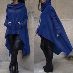 Plus Size 5XL Irregular Long Hoodies Women Sweatshirt Cloak Fashion Drawstring Pocket Oversize Hoodies Lady Hooded Pullover Coat