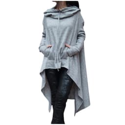Plus Size 5XL Irregular Long Hoodies Women Sweatshirt Cloak Fashion Drawstring Pocket Oversize Hoodies Lady Hooded Pullover Coat